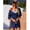 imageEkouaer Summer Rompers for Women 2025 Short Sleeve Oversized Reversible Baggy Tshirt Romper Jumpsuit Outfits with PocketsNavy Blue