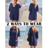 imageEkouaer Summer Rompers for Women 2025 Short Sleeve Oversized Reversible Baggy Tshirt Romper Jumpsuit Outfits with PocketsNavy Blue