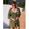 imageEkouaer Summer Rompers for Women 2025 Short Sleeve Oversized Reversible Baggy Tshirt Romper Jumpsuit Outfits with PocketsOlive Green