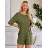 imageEkouaer Summer Rompers for Women 2025 Short Sleeve Oversized Reversible Baggy Tshirt Romper Jumpsuit Outfits with PocketsOlive Green