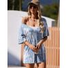imageEkouaer Summer Rompers for Women 2025 Short Sleeve Oversized Reversible Baggy Tshirt Romper Jumpsuit Outfits with PocketsTie Dye Blue