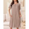 imageEkouaer Women Zipper Robe Short Waffle Knit Bathrobe Lightweight Housecoat Soft Knee Length Loungewear with Pockets SXXXLKhaki