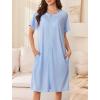 imageEkouaer Women Zipper Robe Short Waffle Knit Bathrobe Lightweight Housecoat Soft Knee Length Loungewear with Pockets SXXXLLight Blue
