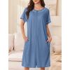 imageEkouaer Women Zipper Robe Short Waffle Knit Bathrobe Lightweight Housecoat Soft Knee Length Loungewear with Pockets SXXXLNavy Blue