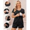 imageEkouaer Womens Maternity Nursing Pajamas Set Breastfeeding Sleepwear Double Layer Short Sleeve Top ampamp Shorts Nursing PjsAblack