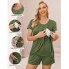 imageEkouaer Womens Maternity Nursing Pajamas Set Breastfeeding Sleepwear Double Layer Short Sleeve Top ampamp Shorts Nursing PjsArmy Green