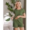 imageEkouaer Womens Maternity Nursing Pajamas Set Breastfeeding Sleepwear Double Layer Short Sleeve Top ampamp Shorts Nursing PjsArmy Green