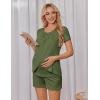 imageEkouaer Womens Maternity Nursing Pajamas Set Breastfeeding Sleepwear Double Layer Short Sleeve Top ampamp Shorts Nursing PjsArmy Green