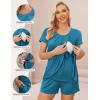 imageEkouaer Womens Maternity Nursing Pajamas Set Breastfeeding Sleepwear Double Layer Short Sleeve Top ampamp Shorts Nursing PjsBlue