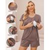 imageEkouaer Womens Maternity Nursing Pajamas Set Breastfeeding Sleepwear Double Layer Short Sleeve Top ampamp Shorts Nursing PjsBrown