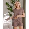 imageEkouaer Womens Maternity Nursing Pajamas Set Breastfeeding Sleepwear Double Layer Short Sleeve Top ampamp Shorts Nursing PjsBrown
