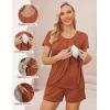 imageEkouaer Womens Maternity Nursing Pajamas Set Breastfeeding Sleepwear Double Layer Short Sleeve Top ampamp Shorts Nursing PjsCaramel