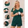 imageEkouaer Womens Maternity Nursing Pajamas Set Breastfeeding Sleepwear Double Layer Short Sleeve Top ampamp Shorts Nursing PjsGreen