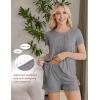 imageEkouaer Womens Maternity Nursing Pajamas Set Breastfeeding Sleepwear Double Layer Short Sleeve Top ampamp Shorts Nursing PjsGrey