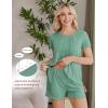 imageEkouaer Womens Maternity Nursing Pajamas Set Breastfeeding Sleepwear Double Layer Short Sleeve Top ampamp Shorts Nursing PjsGrey Green
