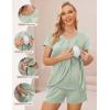 imageEkouaer Womens Maternity Nursing Pajamas Set Breastfeeding Sleepwear Double Layer Short Sleeve Top ampamp Shorts Nursing PjsLight Green