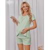 imageEkouaer Womens Maternity Nursing Pajamas Set Breastfeeding Sleepwear Double Layer Short Sleeve Top ampamp Shorts Nursing PjsLight Green