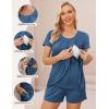 imageEkouaer Womens Maternity Nursing Pajamas Set Breastfeeding Sleepwear Double Layer Short Sleeve Top ampamp Shorts Nursing PjsNavy
