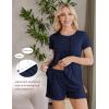 imageEkouaer Womens Maternity Nursing Pajamas Set Breastfeeding Sleepwear Double Layer Short Sleeve Top ampamp Shorts Nursing PjsNavy Blue