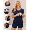 imageEkouaer Womens Maternity Nursing Pajamas Set Breastfeeding Sleepwear Double Layer Short Sleeve Top ampamp Shorts Nursing PjsNavy Blue