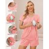 imageEkouaer Womens Maternity Nursing Pajamas Set Breastfeeding Sleepwear Double Layer Short Sleeve Top ampamp Shorts Nursing PjsOrange Pink