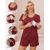 imageEkouaer Womens Maternity Nursing Pajamas Set Breastfeeding Sleepwear Double Layer Short Sleeve Top ampamp Shorts Nursing PjsWine Red