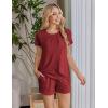 imageEkouaer Womens Maternity Nursing Pajamas Set Breastfeeding Sleepwear Double Layer Short Sleeve Top ampamp Shorts Nursing PjsWine Red