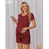 imageEkouaer Womens Maternity Nursing Pajamas Set Breastfeeding Sleepwear Double Layer Short Sleeve Top ampamp Shorts Nursing PjsWine Red