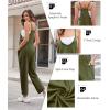 imageEkouaer Womens Sleeveless Jumpsuit Loose Spaghetti Strap Baggy Overalls Jumpers Casual Long Pants Rompers with Pockets 2025Armygreen