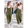 imageEkouaer Womens Sleeveless Jumpsuit Loose Spaghetti Strap Baggy Overalls Jumpers Casual Long Pants Rompers with Pockets 2025Armygreen