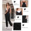 imageEkouaer Womens Sleeveless Jumpsuit Loose Spaghetti Strap Baggy Overalls Jumpers Casual Long Pants Rompers with Pockets 2025Black