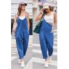 imageEkouaer Womens Sleeveless Jumpsuit Loose Spaghetti Strap Baggy Overalls Jumpers Casual Long Pants Rompers with Pockets 2025Blue