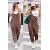 imageEkouaer Womens Sleeveless Jumpsuit Loose Spaghetti Strap Baggy Overalls Jumpers Casual Long Pants Rompers with Pockets 2025Coffeebrown
