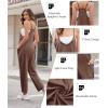 imageEkouaer Womens Sleeveless Jumpsuit Loose Spaghetti Strap Baggy Overalls Jumpers Casual Long Pants Rompers with Pockets 2025Coffeebrown