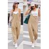 imageEkouaer Womens Sleeveless Jumpsuit Loose Spaghetti Strap Baggy Overalls Jumpers Casual Long Pants Rompers with Pockets 2025Khaki