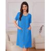 imageEkouaer Womens Zipper Robe Short Sleeves Swiss Dots Housecoat Zip Up Bathrobe Soft Nightgown with Pockets S3XLBlue