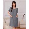imageEkouaer Womens Zipper Robe Short Sleeves Swiss Dots Housecoat Zip Up Bathrobe Soft Nightgown with Pockets S3XLGray
