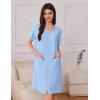 imageEkouaer Womens Zipper Robe Short Sleeves Swiss Dots Housecoat Zip Up Bathrobe Soft Nightgown with Pockets S3XLLight Blue
