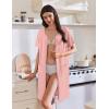 imageEkouaer Womens Zipper Robe Short Sleeves Swiss Dots Housecoat Zip Up Bathrobe Soft Nightgown with Pockets S3XLLight Pink