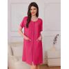 imageEkouaer Womens Zipper Robe Short Sleeves Swiss Dots Housecoat Zip Up Bathrobe Soft Nightgown with Pockets S3XLRose