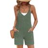 imageEkouaer Rompers for Women Summer Casual Sleeveless Spaghetti Strap Jumpsuit Ribbed Shorts Overalls with PocketsArmy Green