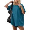 imageEkouaer Summer Rompers for Women 2025 Short Sleeve Oversized Reversible Baggy Tshirt Romper Jumpsuit Outfits with PocketsBlue