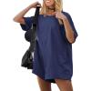 imageEkouaer Summer Rompers for Women 2025 Short Sleeve Oversized Reversible Baggy Tshirt Romper Jumpsuit Outfits with PocketsNavy Blue