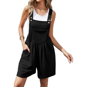 imageEkouaer Womens Rompers Summer Casual Short Overalls Sleeveless Adjustable Strap Jumpsuits with Pockets Beach Vacation ClothesBlack1