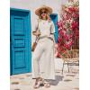 imageEkouaer Lounge Set for Women Travel Outfits 2 Piece Sets Short Sleeve Sweater Top Wide Leg Long Pants LoungewearApricot