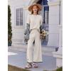 imageEkouaer Lounge Set for Women Travel Outfits 2 Piece Sets Short Sleeve Sweater Top Wide Leg Long Pants LoungewearApricot