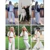 imageEkouaer Lounge Set for Women Travel Outfits 2 Piece Sets Short Sleeve Sweater Top Wide Leg Long Pants LoungewearApricot