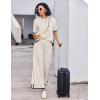 imageEkouaer Lounge Set for Women Travel Outfits 2 Piece Sets Short Sleeve Sweater Top Wide Leg Long Pants LoungewearApricot