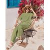 imageEkouaer Lounge Set for Women Travel Outfits 2 Piece Sets Short Sleeve Sweater Top Wide Leg Long Pants LoungewearArmy Green