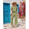 imageEkouaer Lounge Set for Women Travel Outfits 2 Piece Sets Short Sleeve Sweater Top Wide Leg Long Pants LoungewearArmy Green